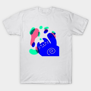 cute colorful and vibrant risograph drawn cat T-Shirt